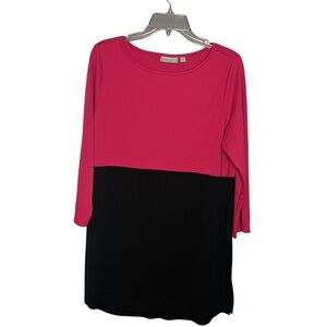 Susan Graver Premier Pink & Black Colorblock Top Size M